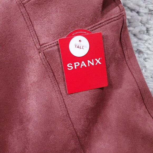 READ Spanx Small Tall Faux Suede Leggings Rich Rose Pink Pull On - Picture 5 of 12